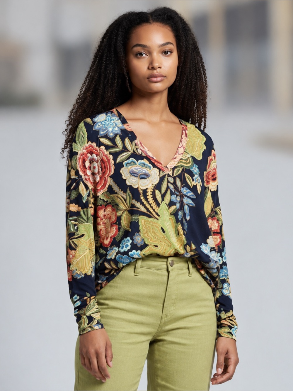 NWT ETRO Floral Paisley V-Neck Tunic Blouse IT 42 US 6